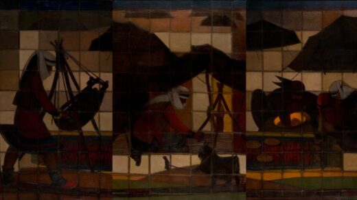 نقاشی زندگی چادرنشینان اثر استاد جلیل ضیاءپور سال ۱۳۶۲